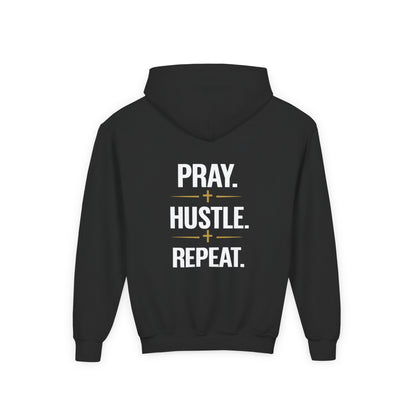 YOUTH Pray Hustle Repeat Hoodie – Inspirational Unisex Pullover