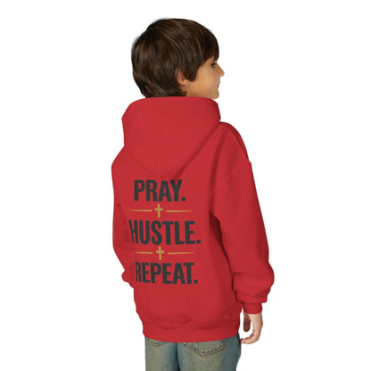 Youth 'Pray Hustle Repeat' Hoodie — Inspirational Kids Sweatshirt