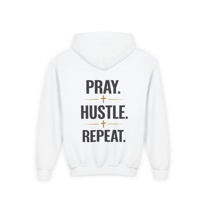 Youth 'Pray Hustle Repeat' Hoodie — Inspirational Kids Sweatshirt
