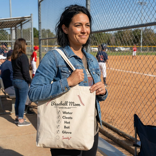 Baseball Mom Canvas Tote — Personalized Travel Bag with Up to 3 Player Numbers