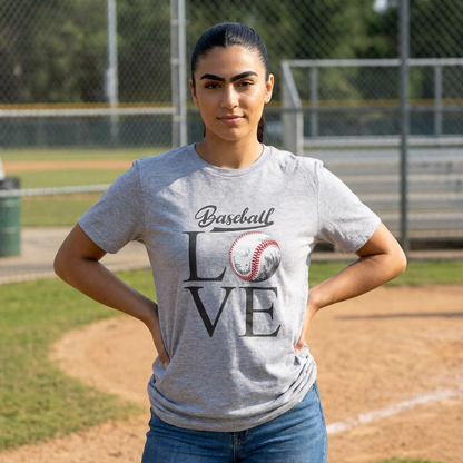 Personalized Baseball Love Tee — Custom Back Name & Number
