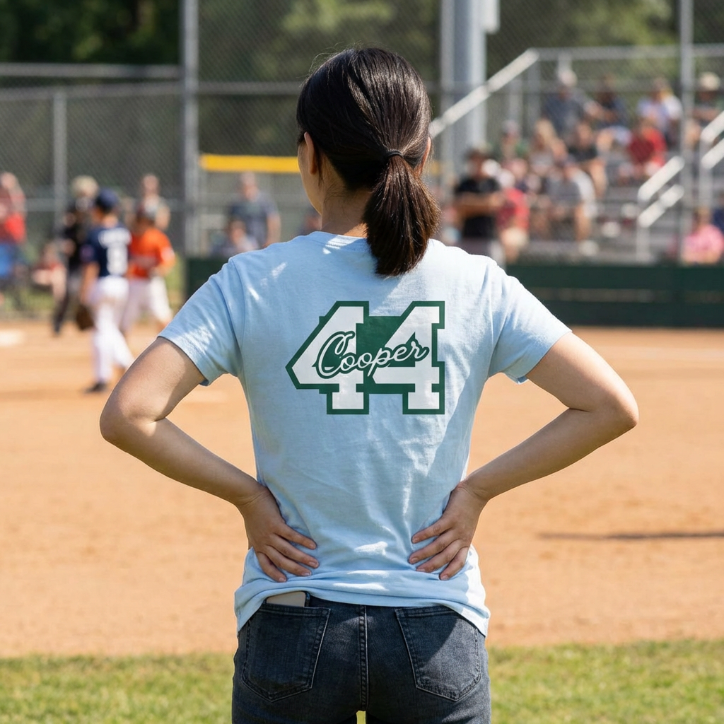 Personalized Baseball Love Tee — Custom Back Name & Number