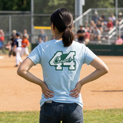 Personalized Baseball Love Tee — Custom Back Name & Number