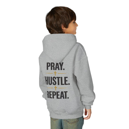 Youth 'Pray Hustle Repeat' Hoodie — Inspirational Kids Sweatshirt