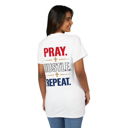 Pray. Hustle. Repeat. T-Shirt — Patriotic America 250 Edition