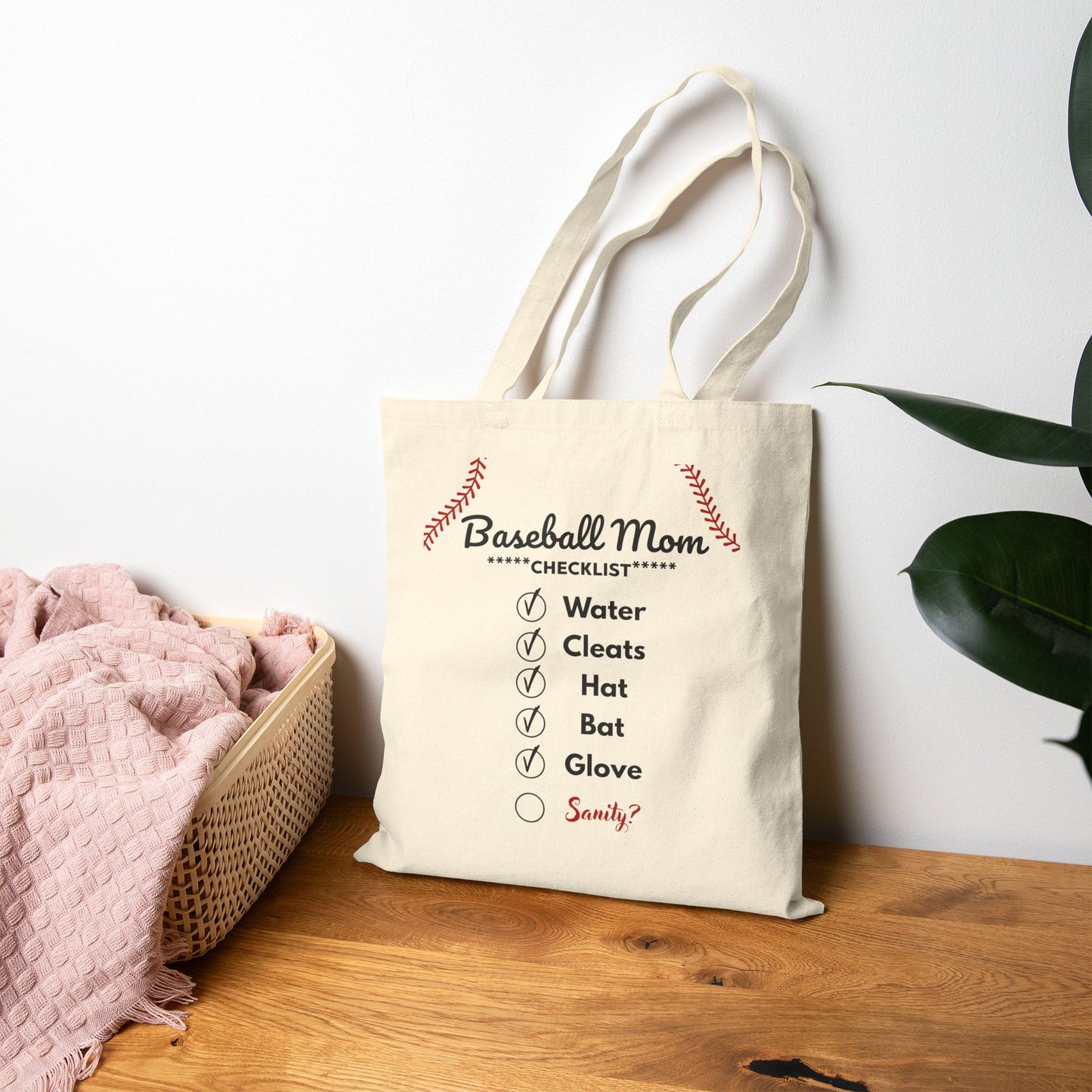 Baseball Mom Canvas Tote — Personalized Travel Bag with Up to 3 Player Numbers