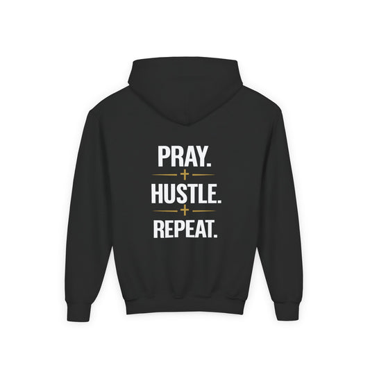 Youth 'Pray Hustle Repeat' Hoodie — Inspirational Kids Sweatshirt